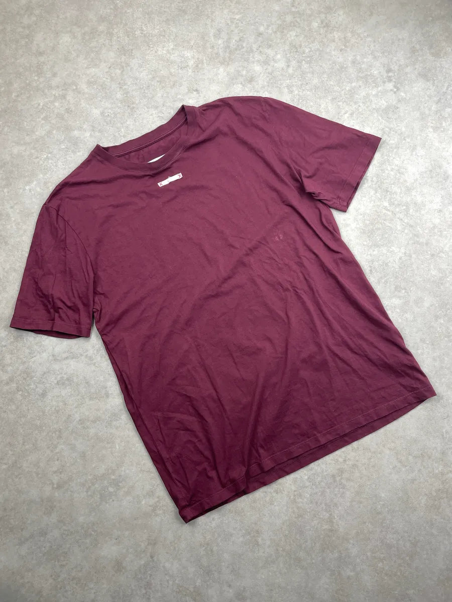 AW2021 Maison Margiela Burgundy Stitched Tab Four-Stitch T-Shirt cJyWPmQW 3