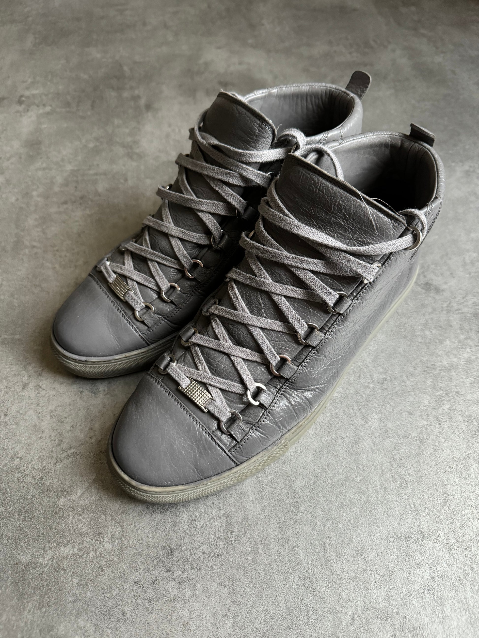 Balenciaga Arena High Grey Leather Shoes (44,5) - 9