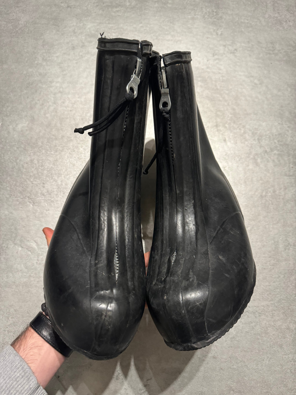 1980s Combat Waterproof Protection Front Zip Shoes Covers Black Boots (45) - 2