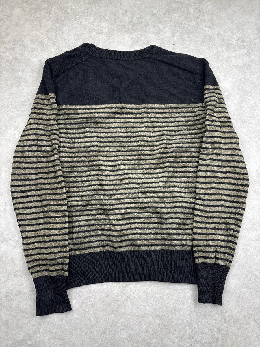AW2015 Balmain x H&M Black Lion Head Embroidered Stripe Sweater cNtdrpfq 5