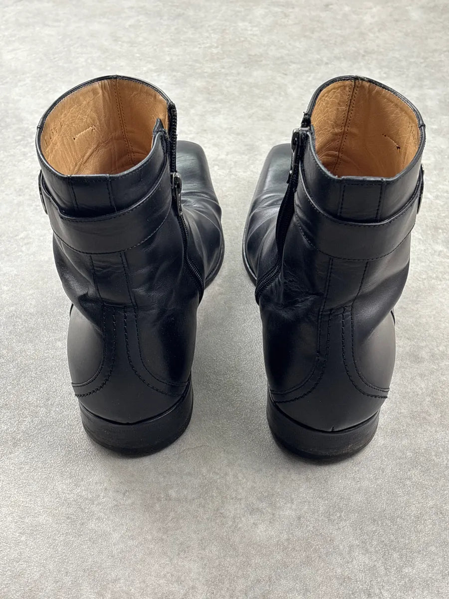 Gucci Black Leather Interlocking G Square Toe Boots cQSPTkWH 5