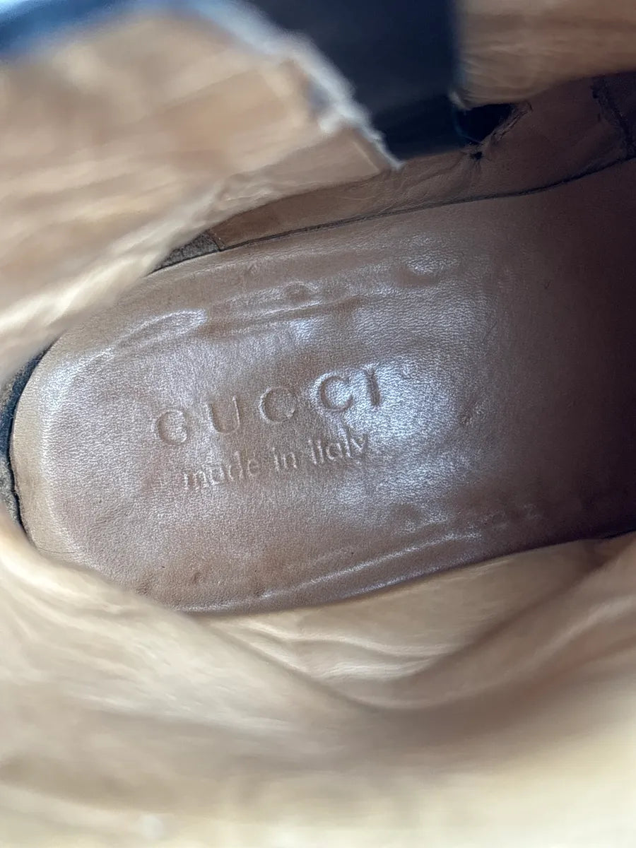 Gucci Black Leather Interlocking G Square Toe Boots cQSPTkWH 15
