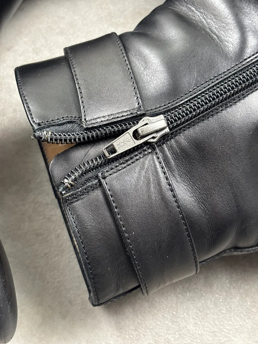 Gucci Black Leather Interlocking G Square Toe Boots cQSPTkWH 10
