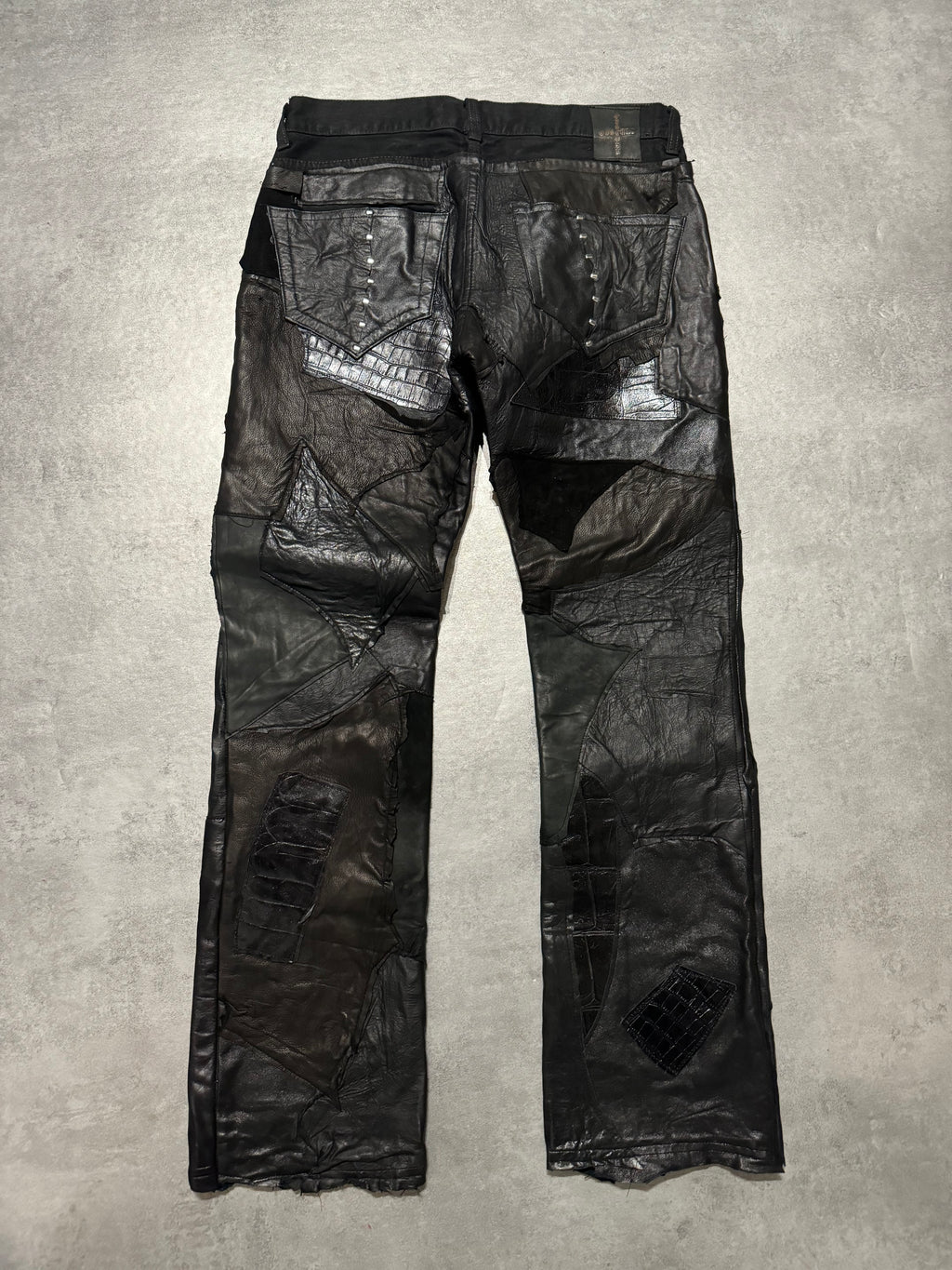 Artisanal Obscure Italian Lab Reworked Leather Crafted Black Pants (M/L) - 2