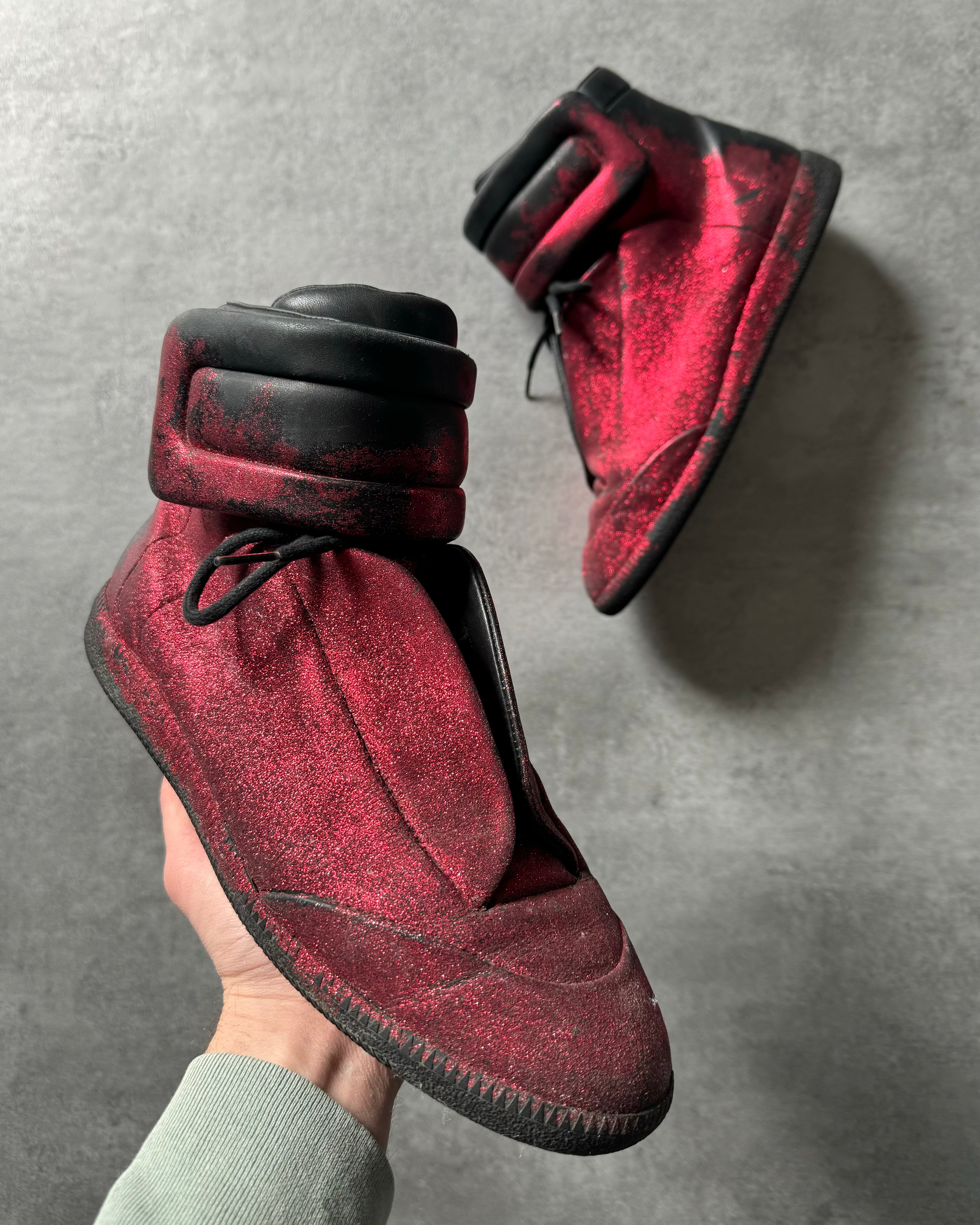 Maison Margiela Future High God Red Glitters Shoes (43eu/us9 Maison Margiela Future High God Red Glitters Shoes (43eu/us9