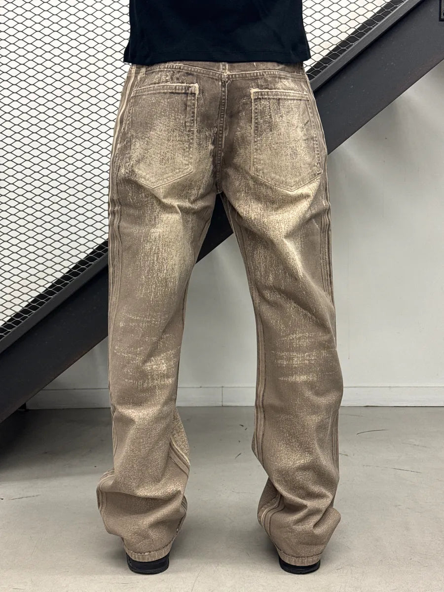 AW2021 Balmain Beige Taupe Denim Distressed Loose Fit Jeans cYXuDelq 3