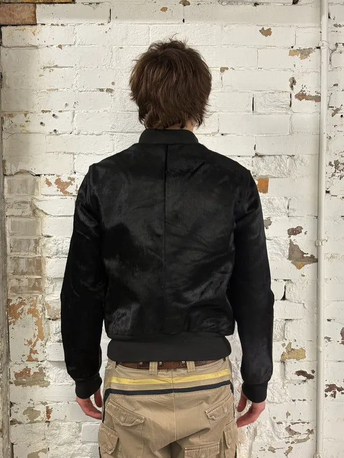 Calvin Klein Black Leather Pony Hair Bomber Jacket iuEVTOm 2