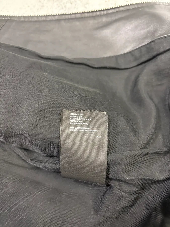 Calvin Klein Black Leather Pony Hair Bomber Jacket iuEVTOm 9