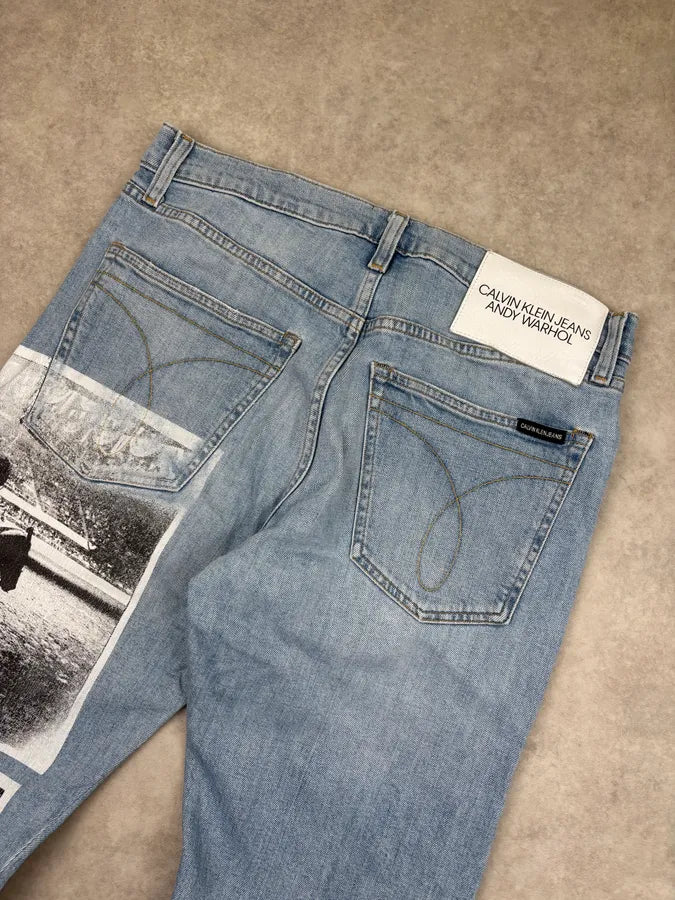SS2018 Calvin Klein Andy Warhol Blue Slim Denim Jeans  dcAtoWb 6