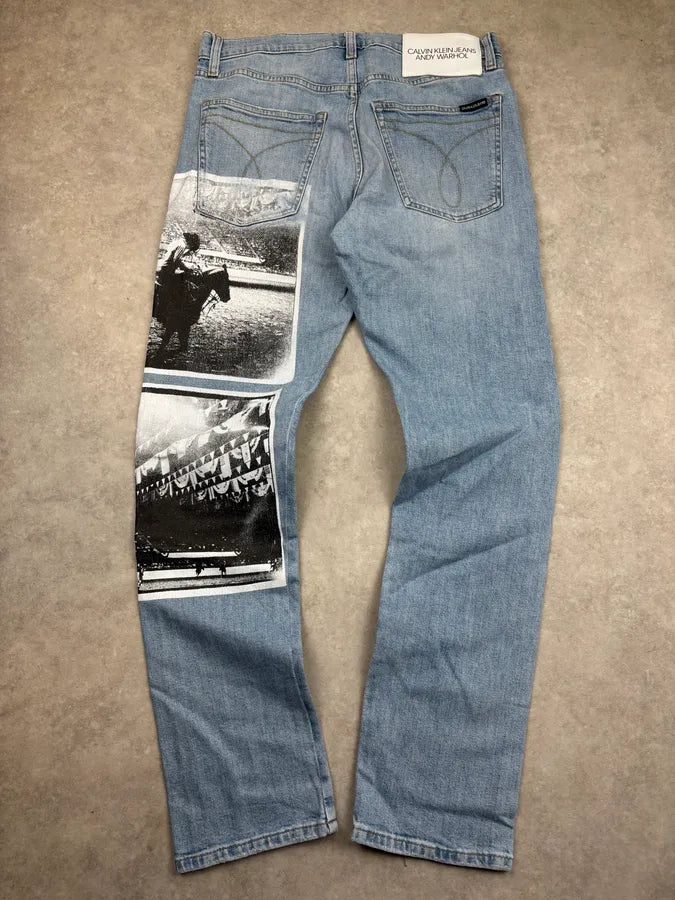 SS2018 Calvin Klein Andy Warhol Blue Slim Denim Jeans  dcAtoWb 5