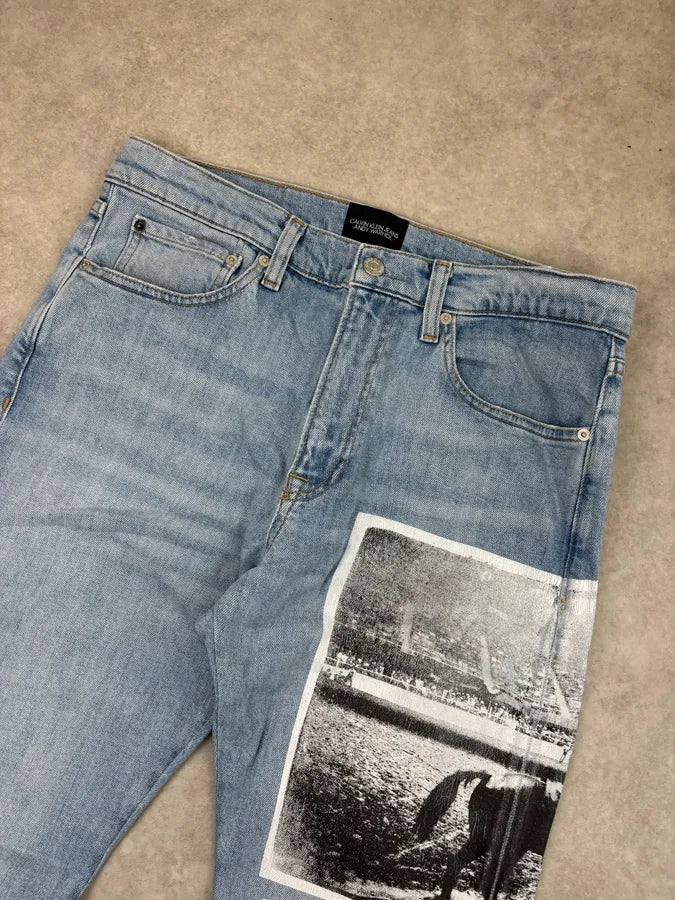 SS2018 Calvin Klein Andy Warhol Blue Slim Denim Jeans  dcAtoWb 4