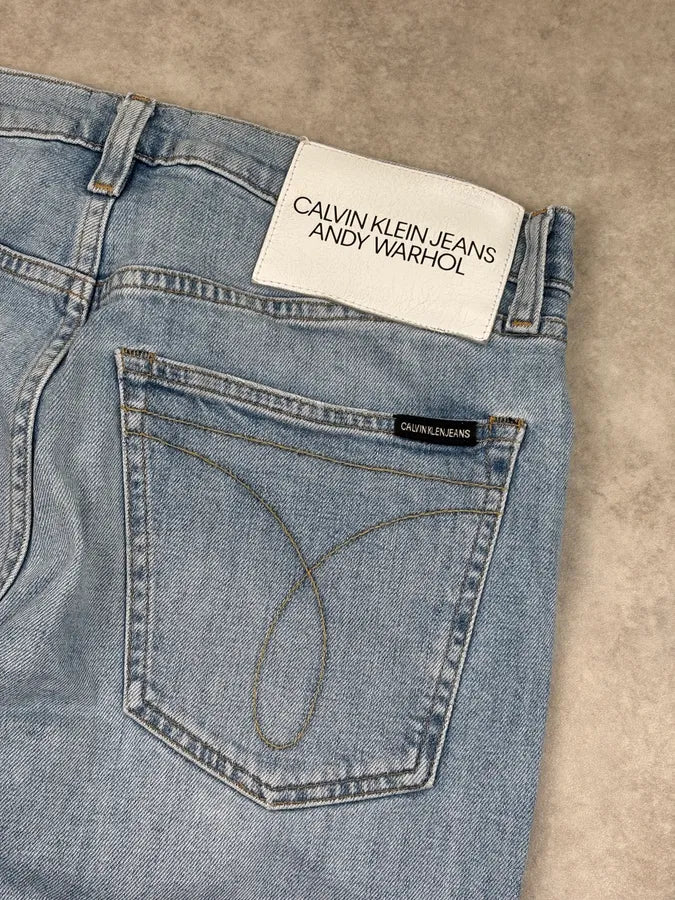SS2018 Calvin Klein Andy Warhol Blue Slim Denim Jeans  dcAtoWb 7