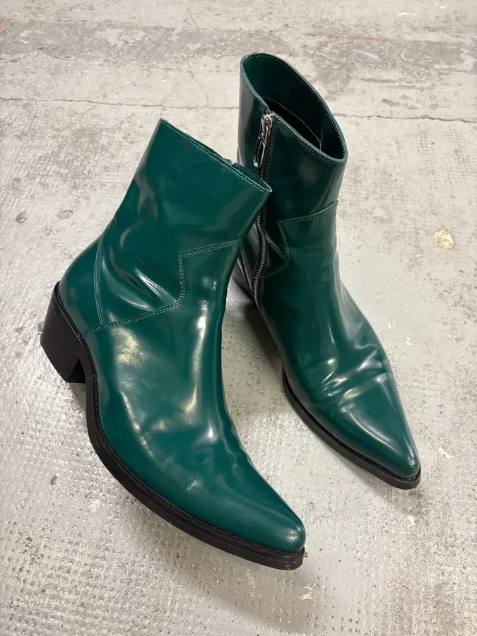 Calvin Klein Jeans Dark Green Leather Chelsea Boots FLdJhXv 4