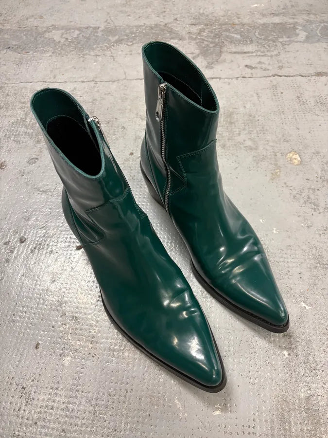 Calvin Klein Jeans Dark Green Leather Chelsea Boots FLdJhXv 3