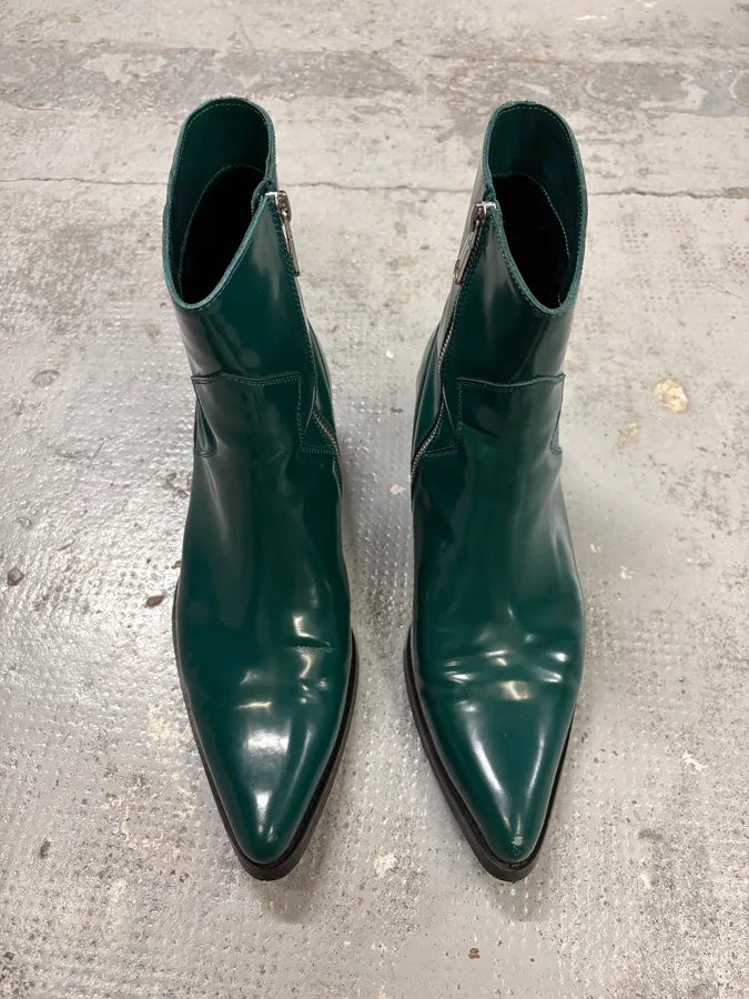 Calvin Klein Jeans Dark Green Leather Chelsea Boots FLdJhXv 1