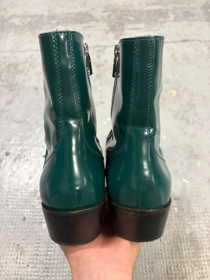 Calvin Klein Jeans Dark Green Leather Chelsea Boots FLdJhXv 6