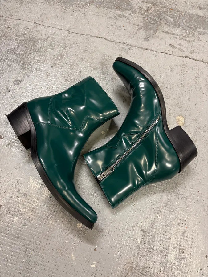 Calvin Klein Jeans Dark Green Leather Chelsea Boots FLdJhXv 5