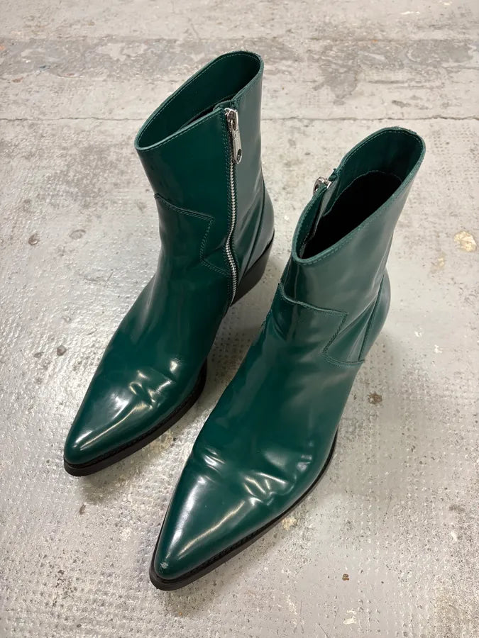 Calvin Klein Jeans Dark Green Leather Chelsea Boots FLdJhXv 2