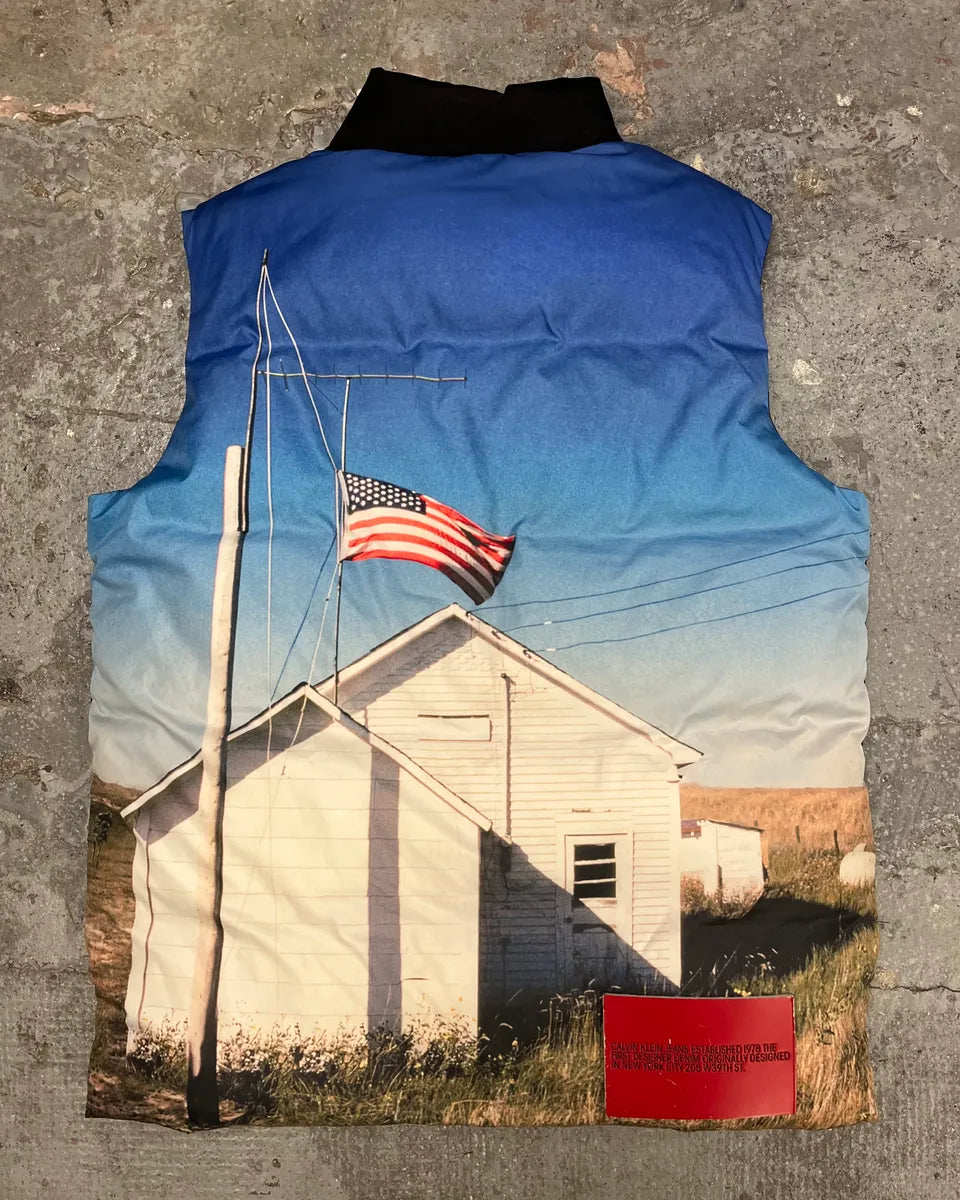 Calvin Klein Jeans x Raf Simons Est. 1978 Americana Landscape Black Puffer Vest wCzCuth 0