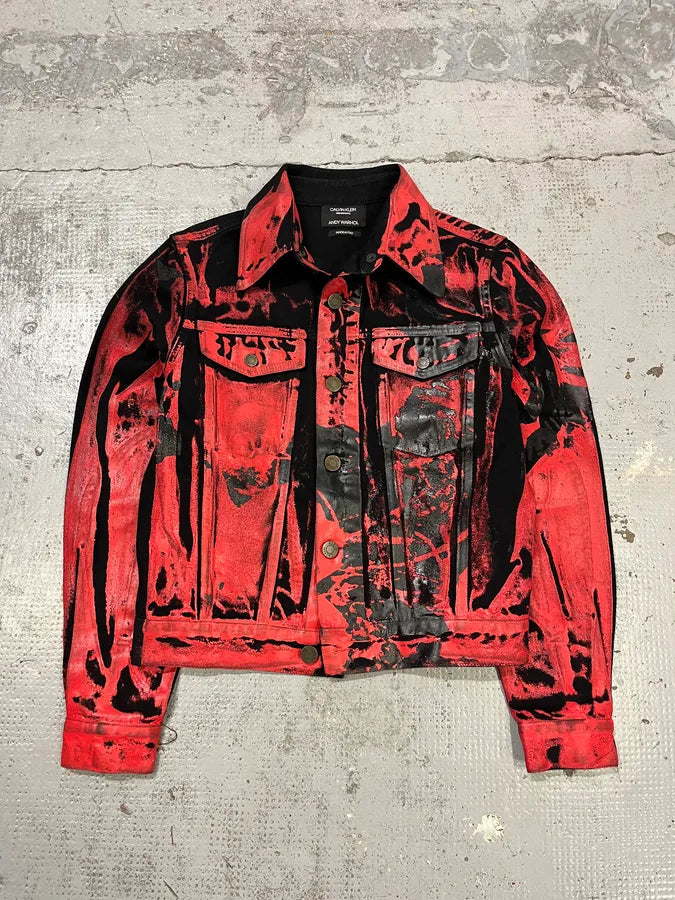 Calvin Klein x Andy Warhol Red Black Lacquered Denim Jacket JOgamRX 0