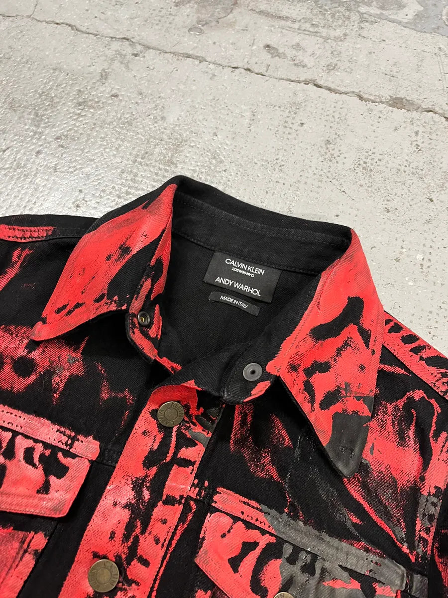 Calvin Klein x Andy Warhol Red Black Lacquered Denim Jacket JOgamRX 4