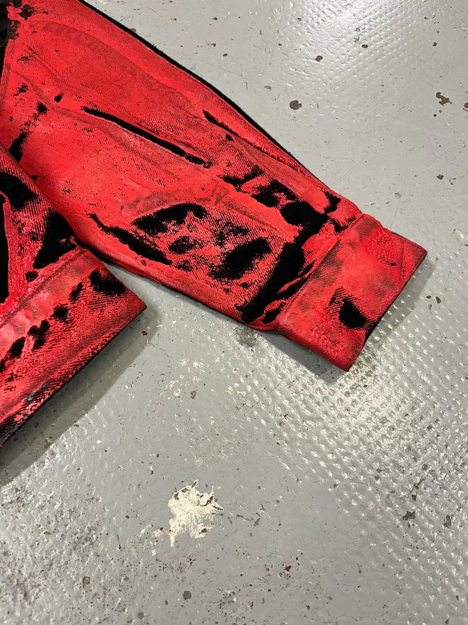 Calvin Klein x Andy Warhol Red Black Lacquered Denim Jacket JOgamRX 5