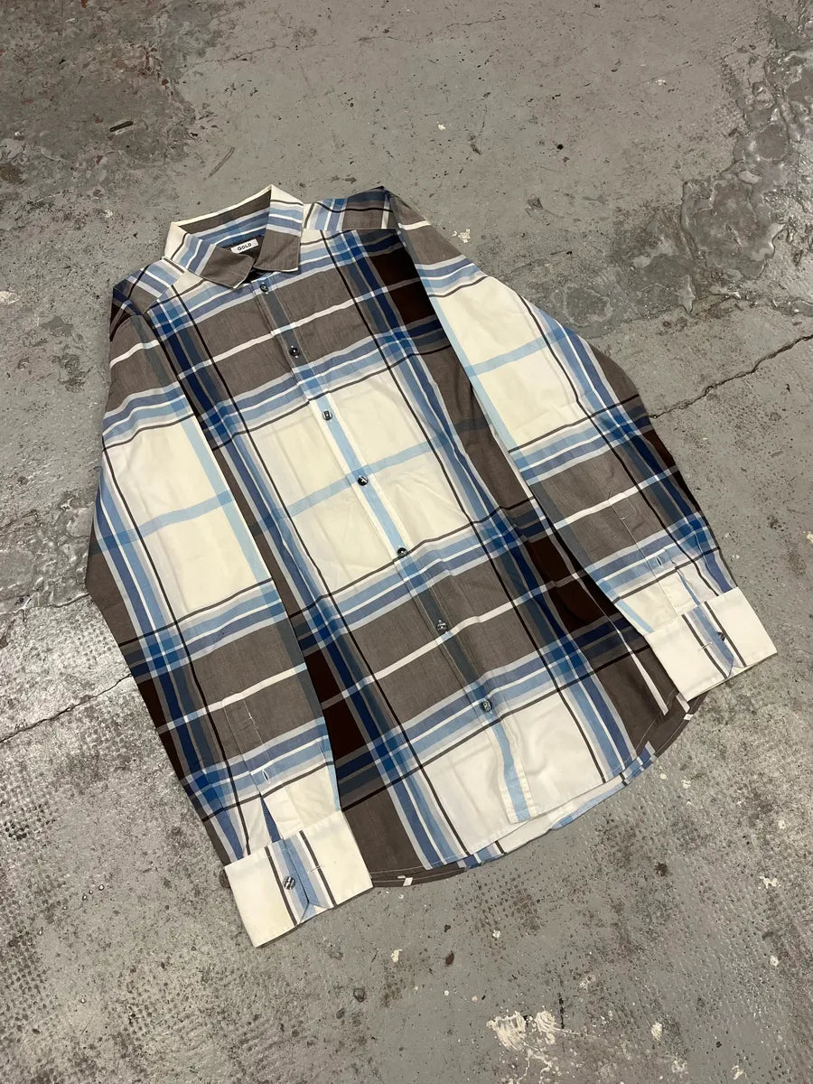 2000s Dolce & Gabbana White & Brown Checkered Shirt  qduOCAu 3