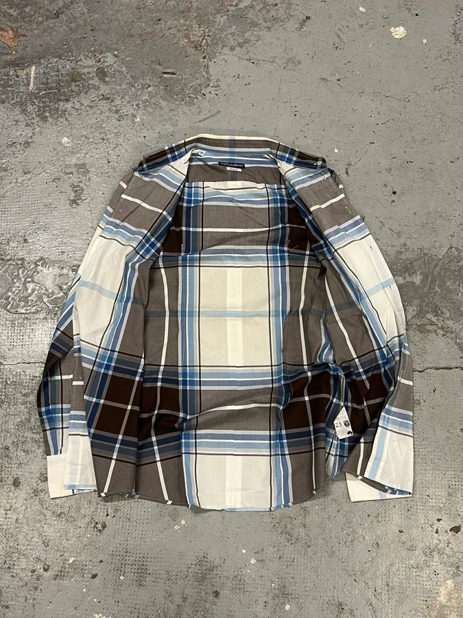 2000s Dolce & Gabbana White & Brown Checkered Shirt  qduOCAu 8