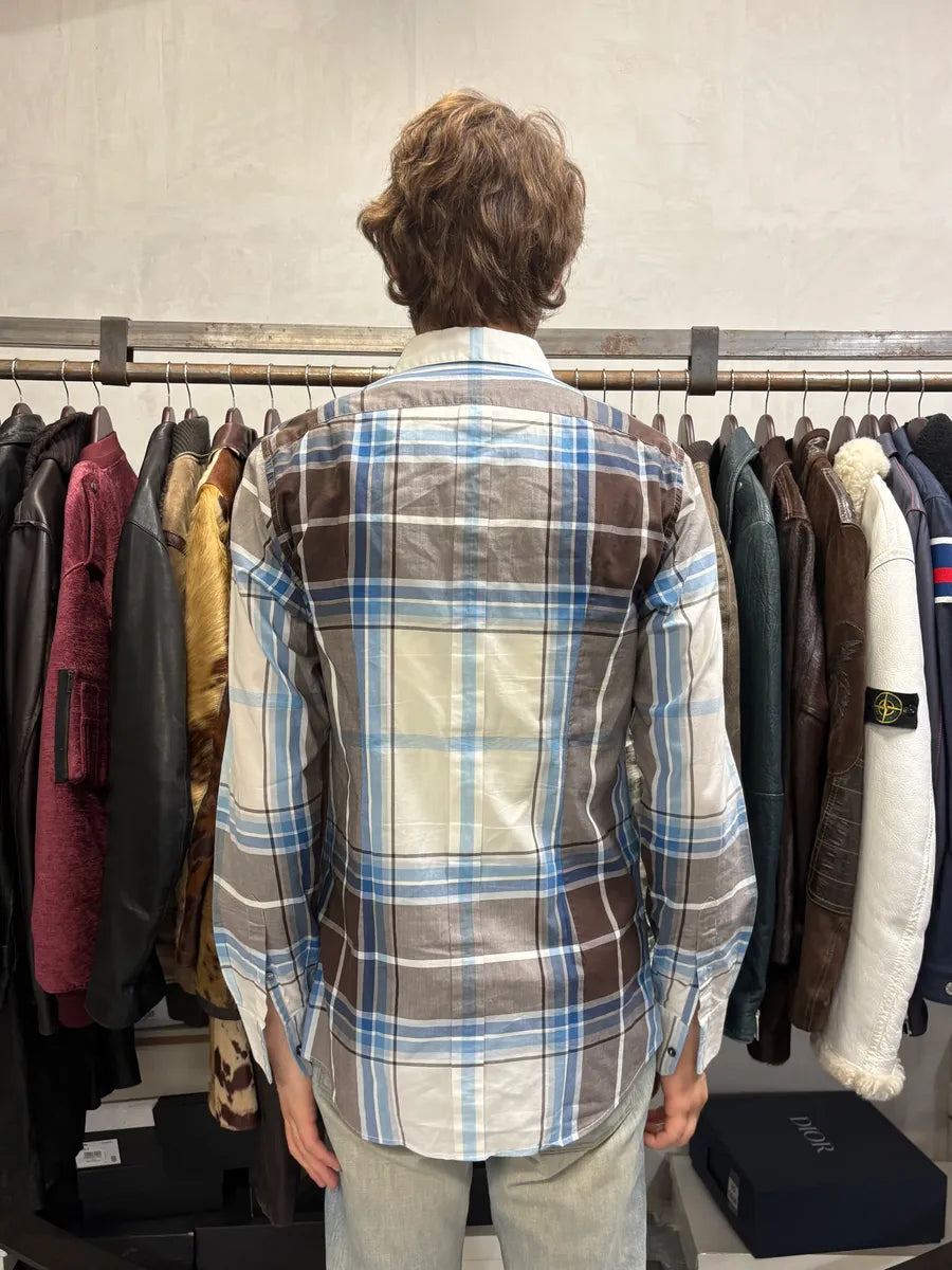 2000s Dolce & Gabbana White & Brown Checkered Shirt  qduOCAu 2
