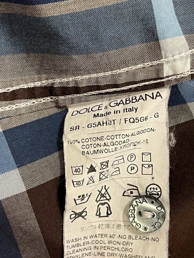 2000s Dolce & Gabbana White & Brown Checkered Shirt  qduOCAu 11
