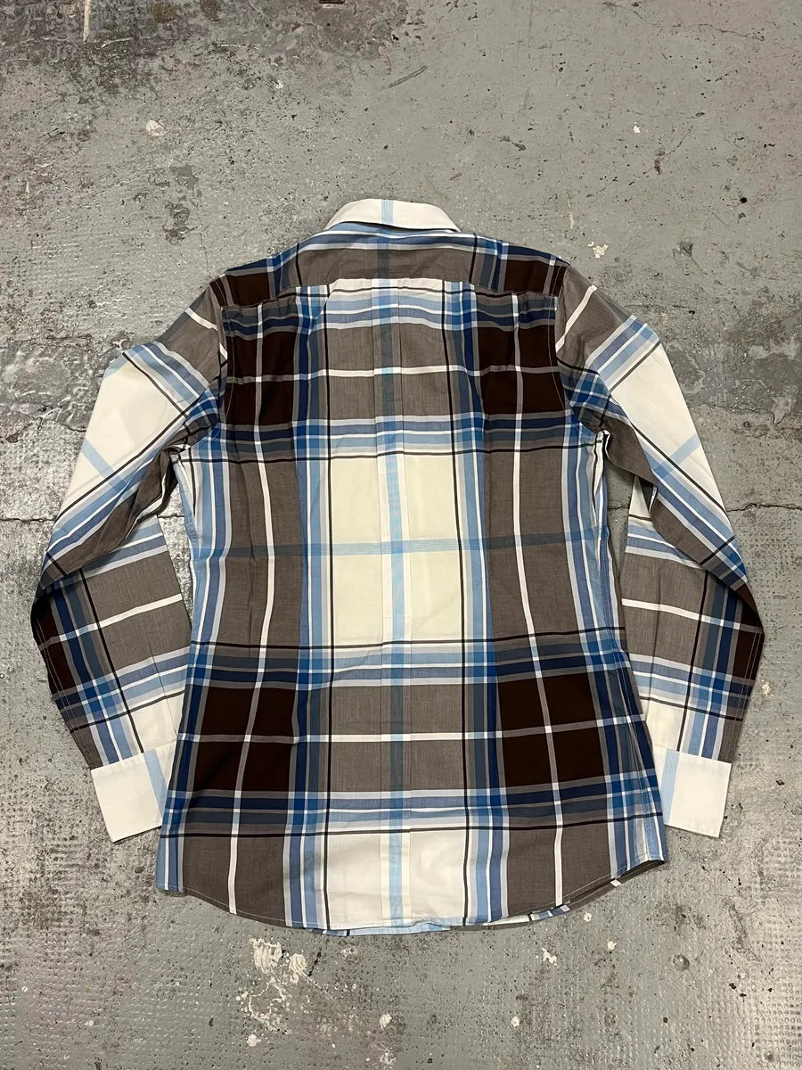 2000s Dolce & Gabbana White & Brown Checkered Shirt  qduOCAu 5