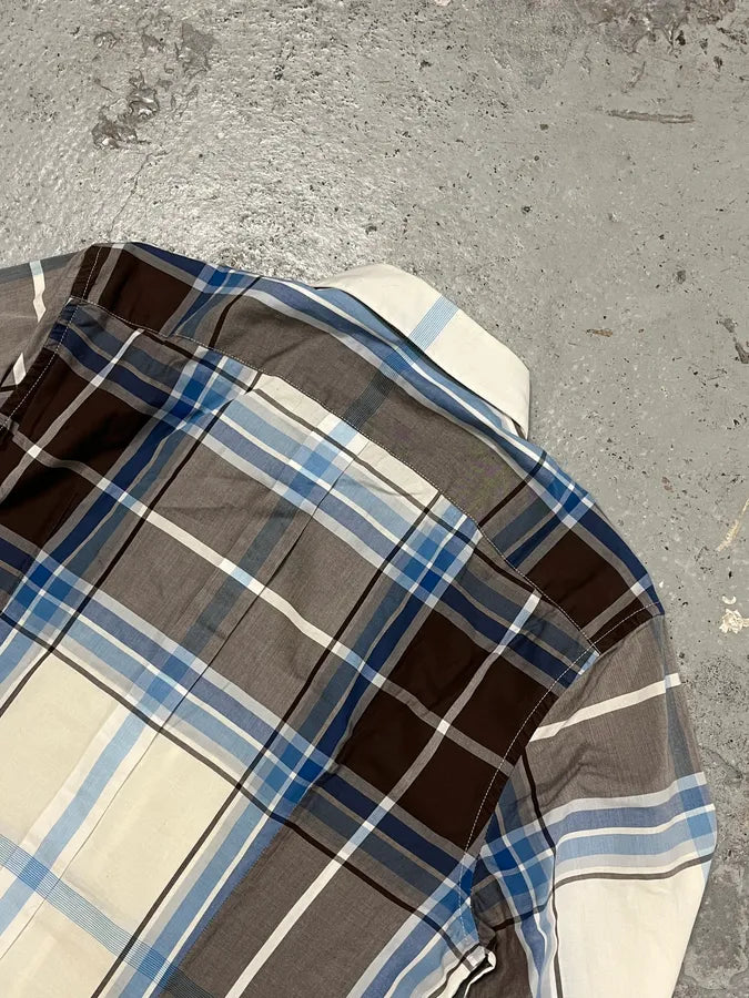 2000s Dolce & Gabbana White & Brown Checkered Shirt  qduOCAu 7