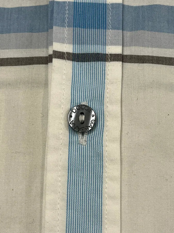 2000s Dolce & Gabbana White & Brown Checkered Shirt  qduOCAu 9
