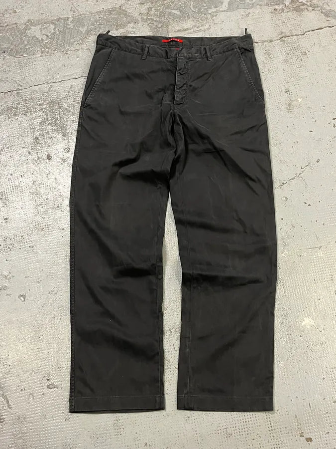 2000s Prada Cozy Faded Dark Straight Pants FpWTxCA 0