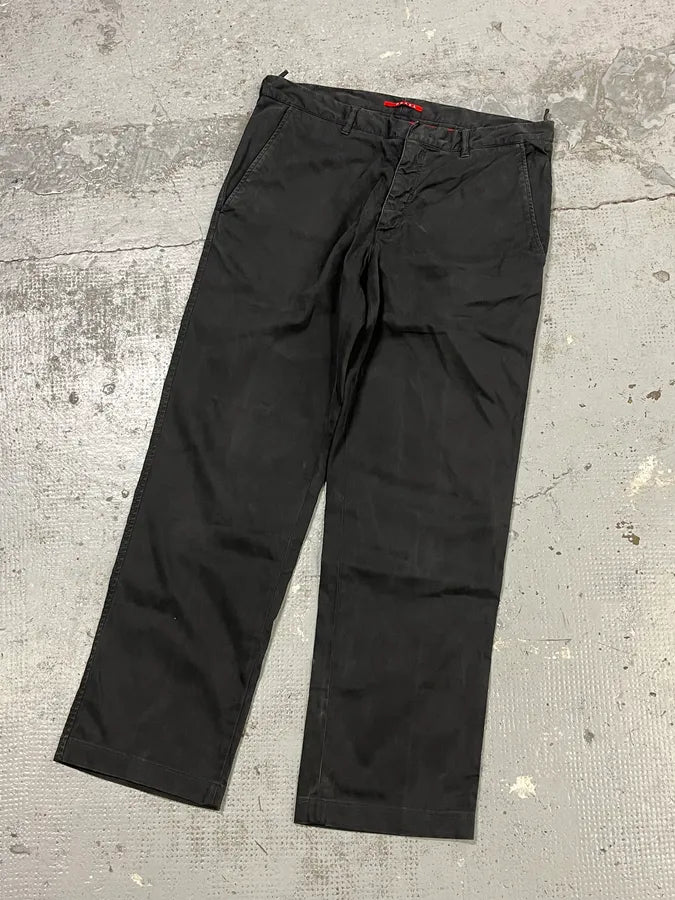 2000s Prada Cozy Faded Dark Straight Pants FpWTxCA 4