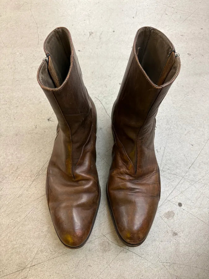 Carol Christian Poell Double Zip Artisanal Brown Leather Boots WEGigVH 1