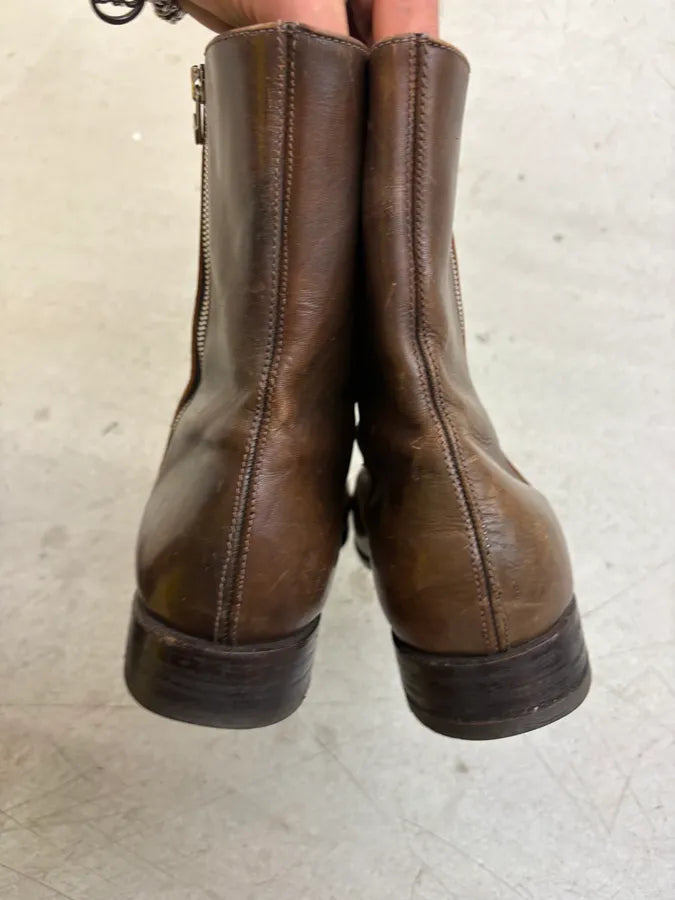 Carol Christian Poell Double Zip Artisanal Brown Leather Boots WEGigVH 6