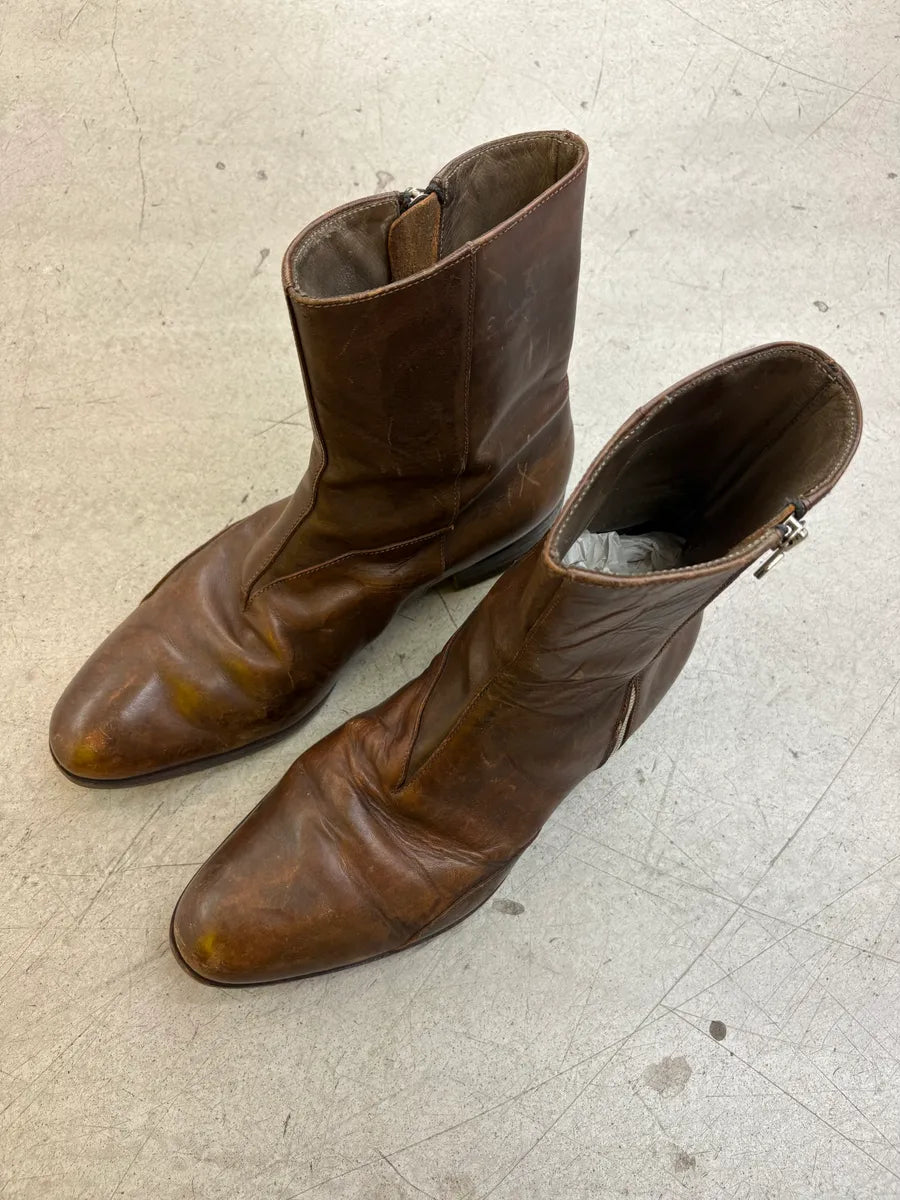 Carol Christian Poell Double Zip Artisanal Brown Leather Boots WEGigVH 2