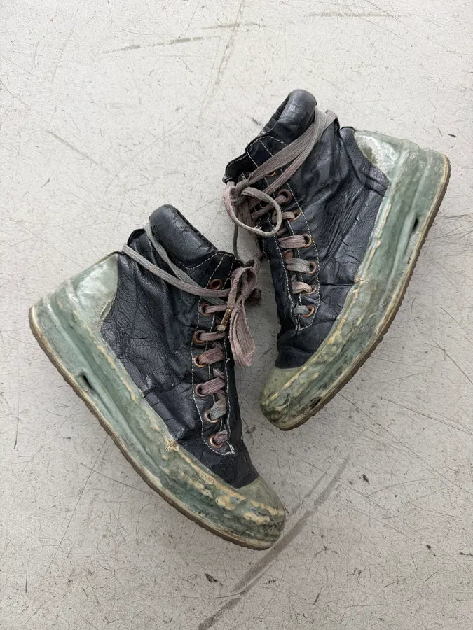 Carol Christian Poell Dark Green Drip Kangaroo Leather Prosthetic Sneakers POksWiM 1