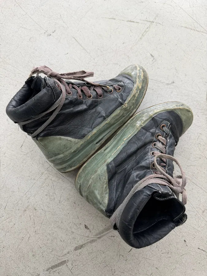 Carol Christian Poell Dark Green Drip Kangaroo Leather Prosthetic Sneakers POksWiM 2
