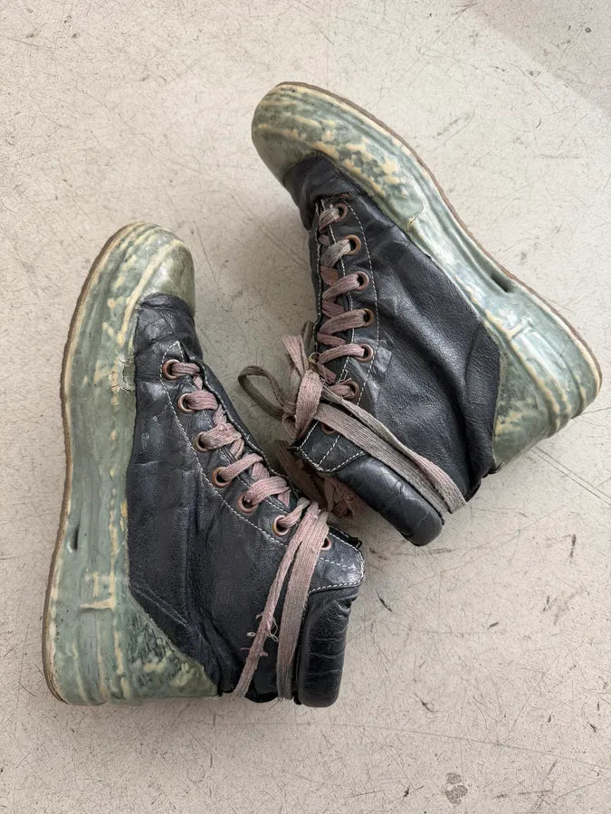 Carol Christian Poell Dark Green Drip Kangaroo Leather Prosthetic Sneakers POksWiM 3