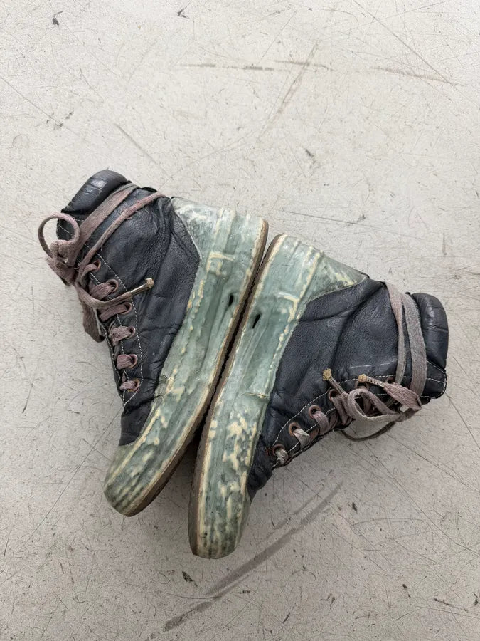 Carol Christian Poell Dark Green Drip Kangaroo Leather Prosthetic Sneakers POksWiM 4