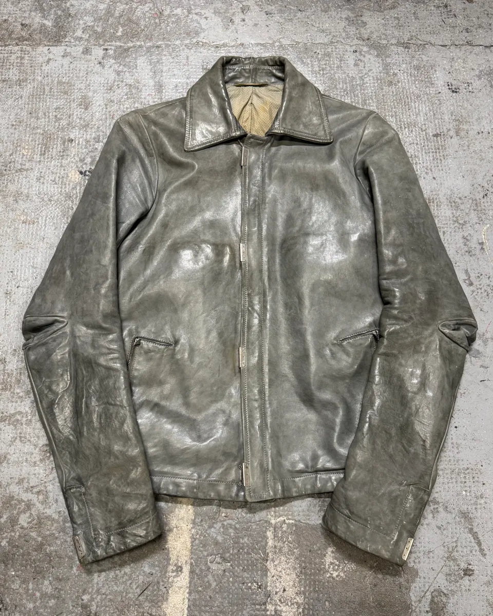 Carol Christian Poell Grey Col8 Scartitched Horse Leather Jacket (XS/S) bGuWAPF 0