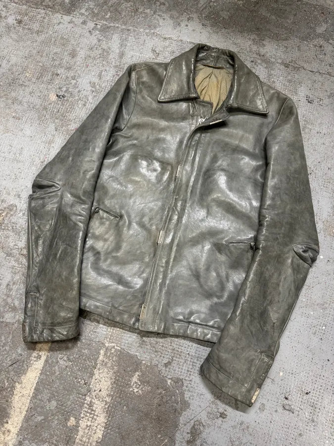 Carol Christian Poell Grey Col8 Scartitched Horse Leather Jacket (XS/S) bGuWAPF 1