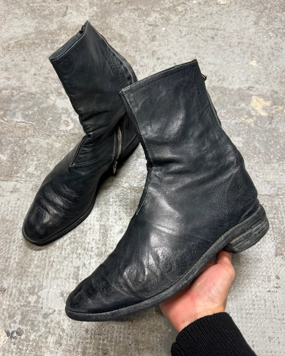 Carol Christian Poell Tornado Navy Grey Leather Boots AM/2601L (41eu/us8) 0