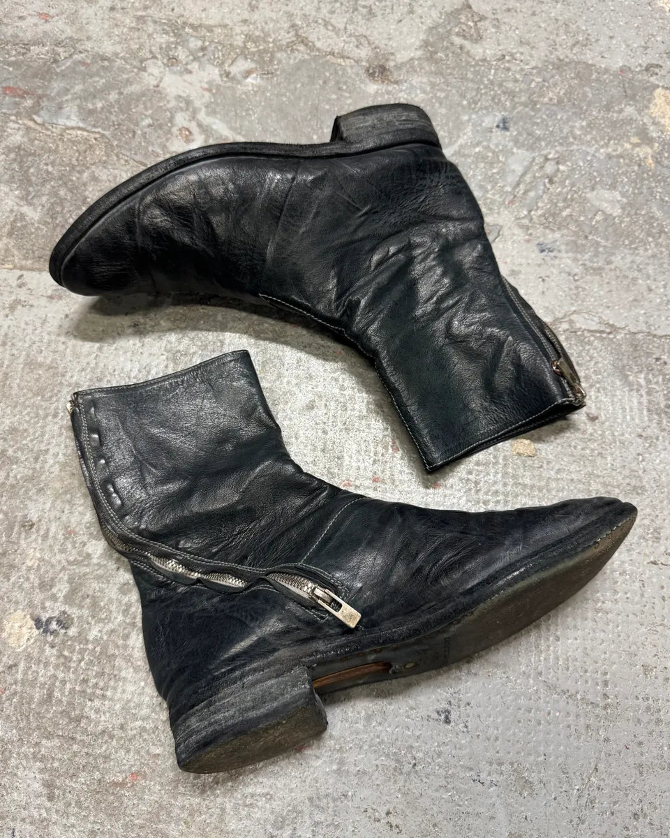 Carol Christian Poell Tornado Navy Grey Leather Boots (41eu/us8) 1