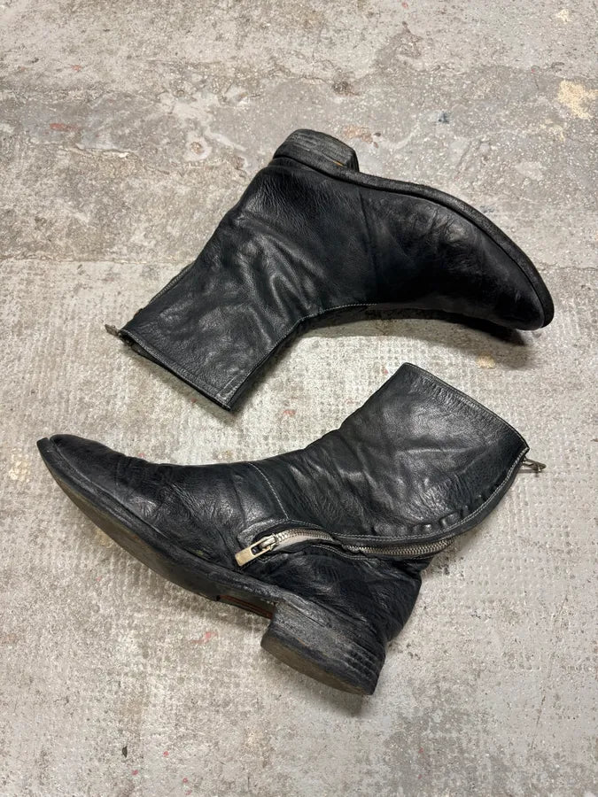 Carol Christian Poell Tornado Navy Grey Leather Boots AM/2601L (41eu/us8) 3