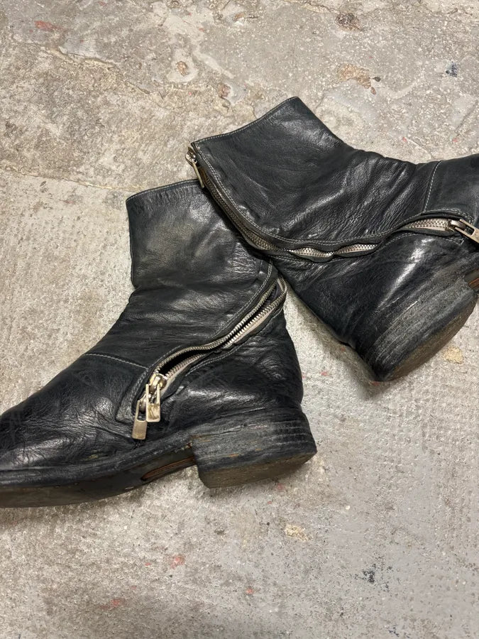 Carol Christian Poell Tornado Navy Grey Leather Boots AM/2601L (41eu/us8) 7
