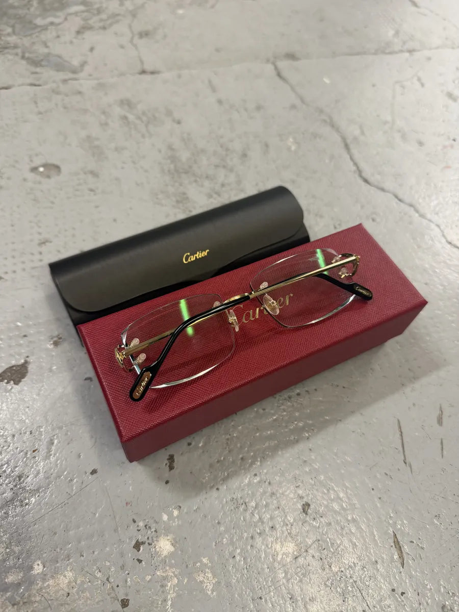 Cartier White Classy Gold Rectangle Frame Glasses CHrrpPT 0