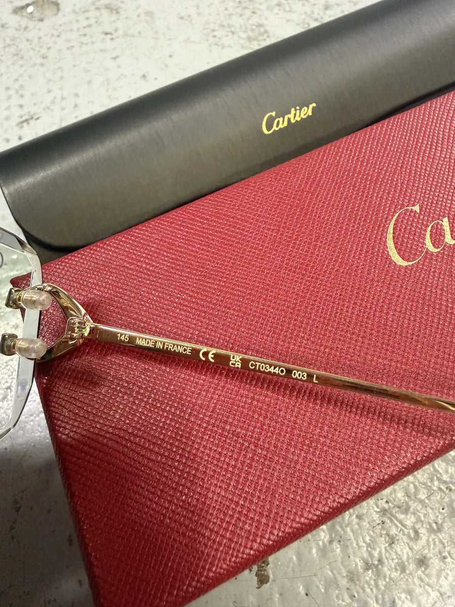 Cartier White Classy Gold Rectangle Frame Glasses CHrrpPT 11